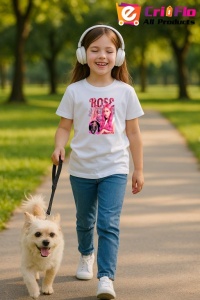 Tricou copii cu formatia ROSE BLOACK PINK , din bumbac 100% - Img 8