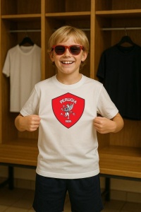 Tricou copii cu logo stema AC Perugia Italia, din bumbac 100% - Img 8