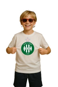 Tricou copii cu logo stema AS Saint-Étienne Franta, din bumbac 100% - Img 3