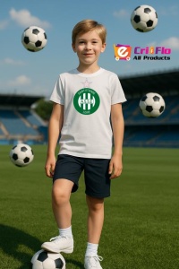Tricou copii cu logo stema AS Saint-Étienne Franta, din bumbac 100% - Img 10