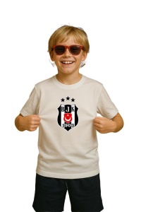Tricou copii cu logo stema Besiktas Turcia, din bumbac 100% - Img 3