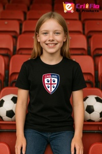 Tricou copii cu logo stema Cagliari Calcio Italia, din bumbac 100% - Img 5