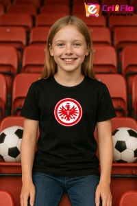 Tricou copii cu logo stema Eintracht Frankfurt Germania, din bumbac 100% - Img 4