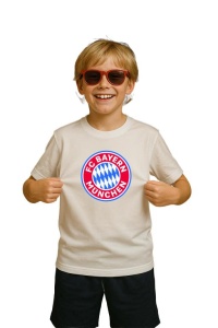 Tricou copii cu logo stema FC Bayern München Germania, din bumbac 100% - Img 3