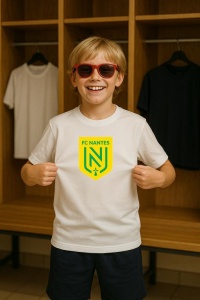 Tricou copii cu logo stema FC Nantes Franta, din bumbac 100% - Img 8