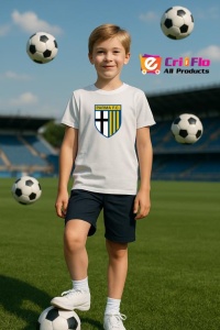 Tricou copii cu logo stema FC Parma Italia, din bumbac 100% - Img 10