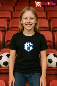 Tricou copii cu logo stema FC Schalke 04 Germania, din bumbac 100% - Img 4