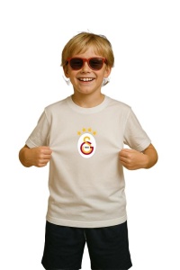 Tricou copii cu logo stema Galatasaray SK Turcia, din bumbac 100% - Img 3