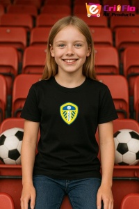 Tricou copii cu logo stema Leeds United F.C .Anglia, din bumbac 100% - Img 5