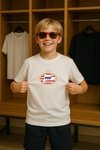 Tricou copii cu logo stema PSV Eindhoven Olanda, din bumbac 100% - Img 8