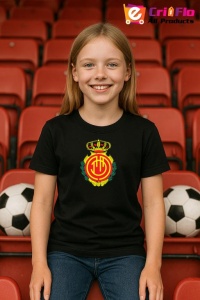 Tricou copii cu logo stema Rcd mallorca Spania, din bumbac 100% - Img 4