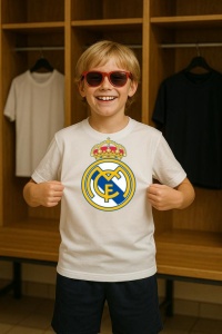 Tricou copii cu logo stema Real Madrid CF Spania, din bumbac 100% - Img 9