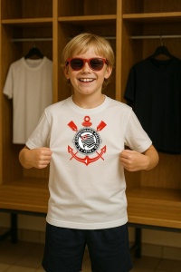 Tricou copii cu logo stema Sport Club Corinthians Paulista Brazilia, din bumbac 100% - Img 9