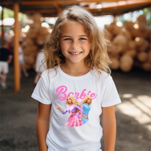 Tricou copii din bumbac 100%, personalizat cu Barbie Duo - Cadou - Img 5