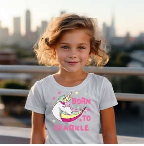 Tricou copii din bumbac 100%, personalizat cu Born To Sparkle - Cadou - Img 2