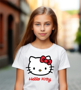 Tricou copii din bumbac 100%, personalizat cu Hello Kitty - Cadou - Img 2