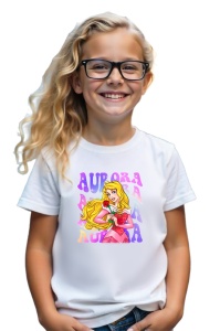 Tricou Copii din bumbac 100%, personalizat cu personajul Aurora