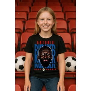 Tricou Copii din bumbac cu fotbalistul Antonio Rudiger-Real Madrid - Img 4