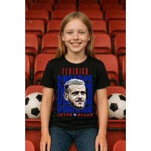 Tricou Copii din bumbac cu fotbalistul Federico Dimarco-Inter Milano - Img 3
