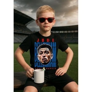 Tricou Copii din bumbac cu fotbalistul Jude Victor William Bellingham-Real Madrid - Img 4