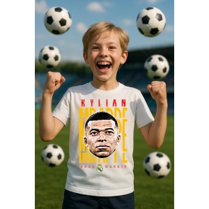 Tricou Copii din bumbac cu fotbalistul Kylian Mbappe-Paris Saint-Germain - Img 6