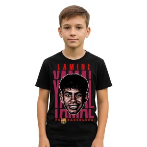 Tricou Copii din bumbac cu fotbalistul Lamine Yamal Nasraoui Ebana-FC Barcelona