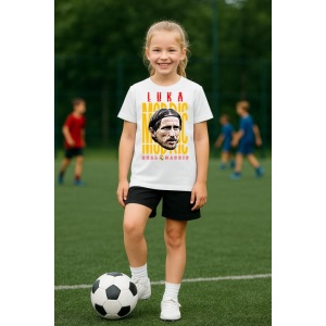 Tricou Copii din bumbac cu fotbalistul Luka Modric-Real Madrid - Img 8