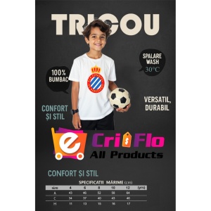 Tricou copii RCD Espanyol din bumbac 100% - Img 3