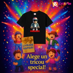 Tricou Copii Roblox Eroul Mascat din bumbac 100% - Img 7