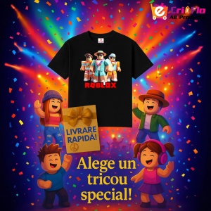 Tricou Copii Roblox Masca Rosie din bumbac 100% - Img 6