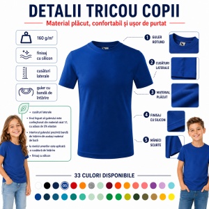 Tricou Copii Simplu din bumbac pentru Băieți 135 - Img 3