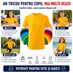 Tricou Copii Simplu din bumbac pentru Fete 135 - Img 6