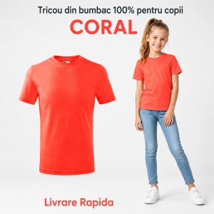 Tricou Copii Simplu din bumbac pentru Fete 135 - Img 16