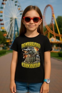 Tricou Copii Tralalelo Tra la la Italian Brainrot Bombardino Crocodilo Funny Meme T-Shirt