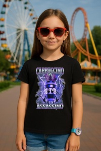 Tricou Copii Tralalelo Tra la la Italian Brainrot Cappuccino Assassino, Funny Cappuccino Meme T-Shirt