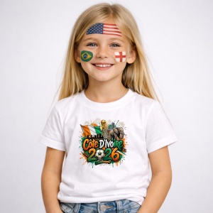 Tricou Cote D Ivoire World Cup 2026 Fifa, din bumbac 100%, tricou alb, Copii | Dama | Barbat - Img 2