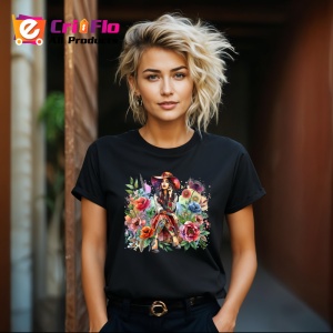 Tricou Country dress floral tattooed woman, femeie cu rochie country si tatuaje florale, Copii | Dama | Barbat , tricou negru - Img 8