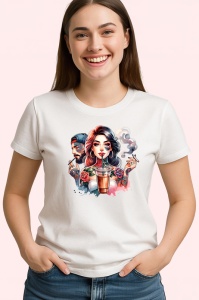 Tricou couple with iced coffee, cuplu band cafea cu gheata, Copii | Dama | Barbat - Img 4
