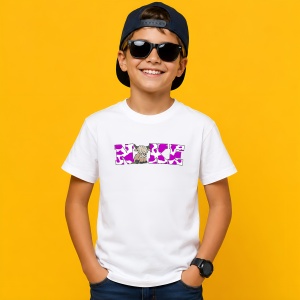 Tricou Cow Print Purple Texture Animal Pattern Urban Design, din bumbac 100% Copii | Dama | Barbat - Img 2