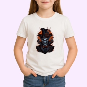Tricou Craniu gotic cu palarie si fundal inchis Copii | Dama | Barbat - Img 4
