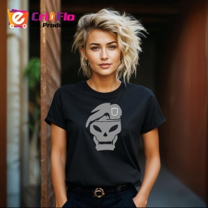 Tricou Craniu Militar Cu Bereta Neagra, din bumbac 100%, tricou negru Copii | Dama | Barbat - Img 8