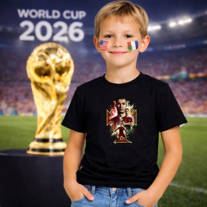 Tricou Cristiano Ronaldo Portugal World Cup Fifa 2026 V4, din bumbac 100%, tricou negru, Copii | Dama | Barbat - Img 5