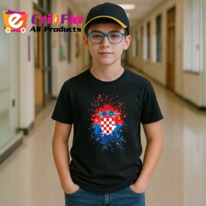 Tricou Croatia Steag Splash Art, Copii | Dama | Barbat, culoare negru - Img 10