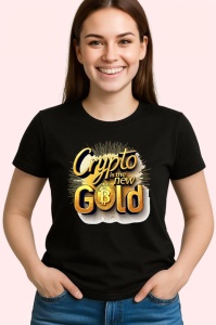 Tricou Crypto is the new gold, crypto este noul aur, Copii | Dama | Barbat , tricou negru - Img 3