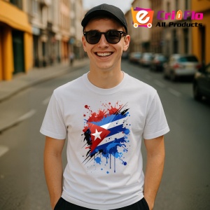 Tricou Cuba Steag Splash Art, Copii | Dama | Barbat - Img 7