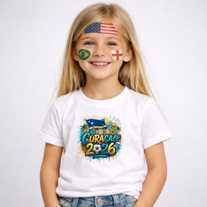 Tricou Curacao World Cup 2026 Fifa, din bumbac 100%, tricou alb, Copii | Dama | Barbat - Img 2