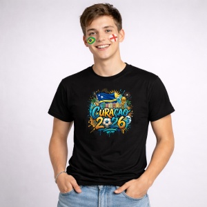 Tricou Curacao World Cup 2026 Fifa, din bumbac 100%, tricou negru, Copii | Dama | Barbat