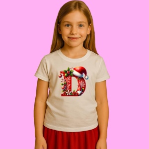 Tricou D Litere Craciun Cu Spiridus Si Caciula Mos, din bumbac 100% Copii | Dama | Barbat