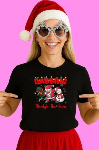 Tricou Dabbing Santa, din bumbac 100% Copii | Dama | Barbat