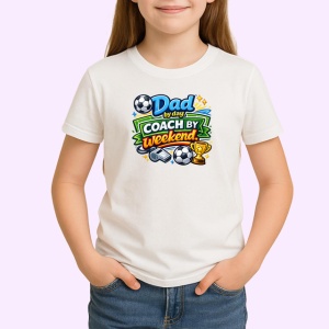 Tricou Dad By Day Coach By Weekend Fotbal V1, din bumbac 100% , tricou alb pentru Copii | Dama | Barbat - Img 2